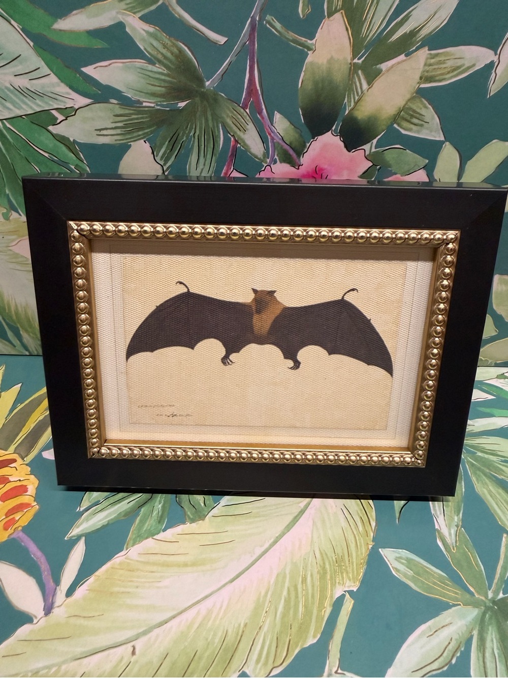 NEW Bat Framed Art Print Black Gold Gothic Halloween Dark Academia Decor
